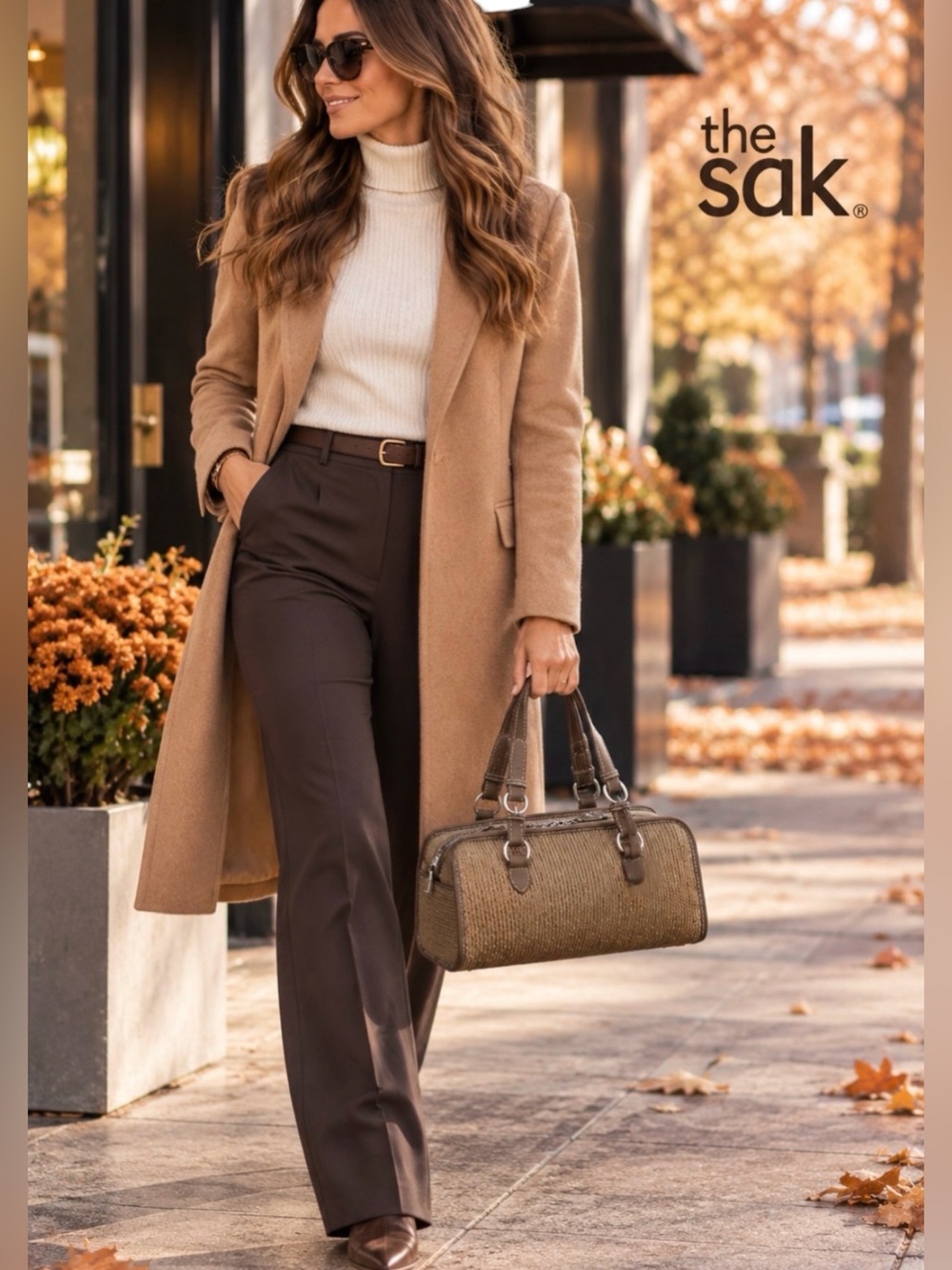 The Sak Woven Barrel Satchel Handbag Taupe Brown Silver Hardware
